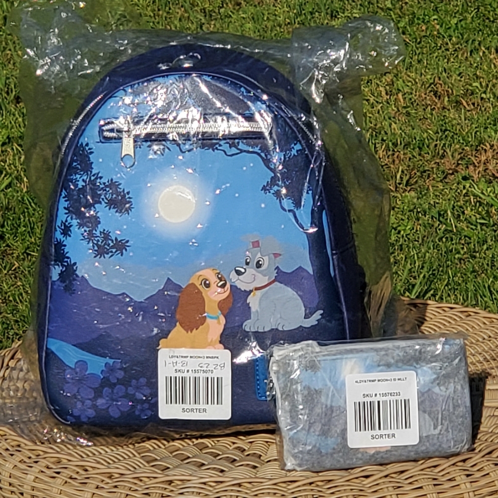 New Loungefly Disney Lady And The Tramp Moonlight Stroll Mini Backpack & Wallet